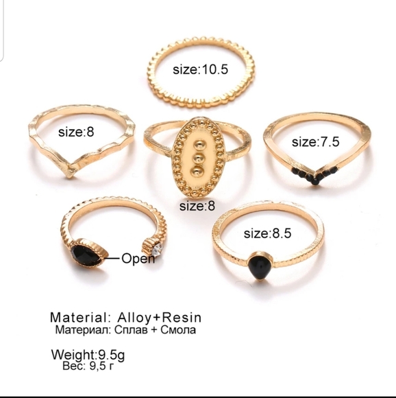 *Harlett* Set of 6 Rings - Picture 3 of 3